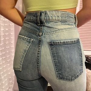 REVICE brand two-tone straight leg jeans